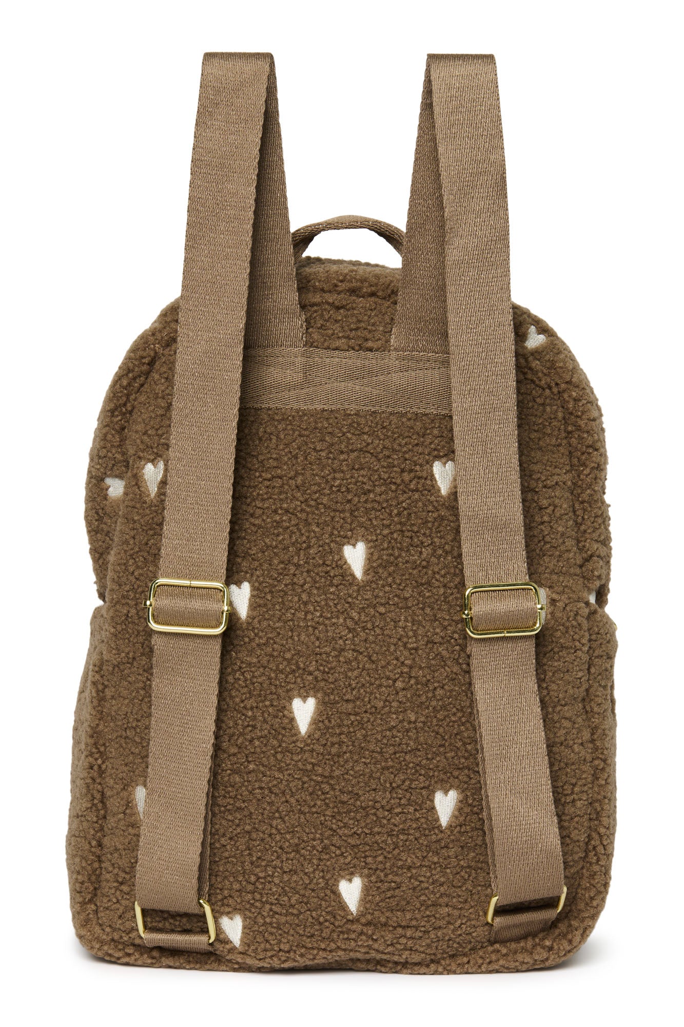 Pearls and Swines Studio Noos - Teddy Midi Backpack with Front Pocket - Brown Hearts - Pearls & Swines