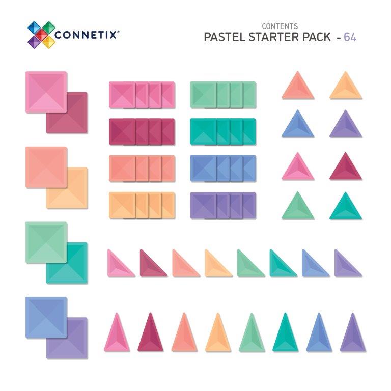 Connetix Tiles Connetix Tiles - Pastel Starter - Pack 64 pc - Pearls & Swines