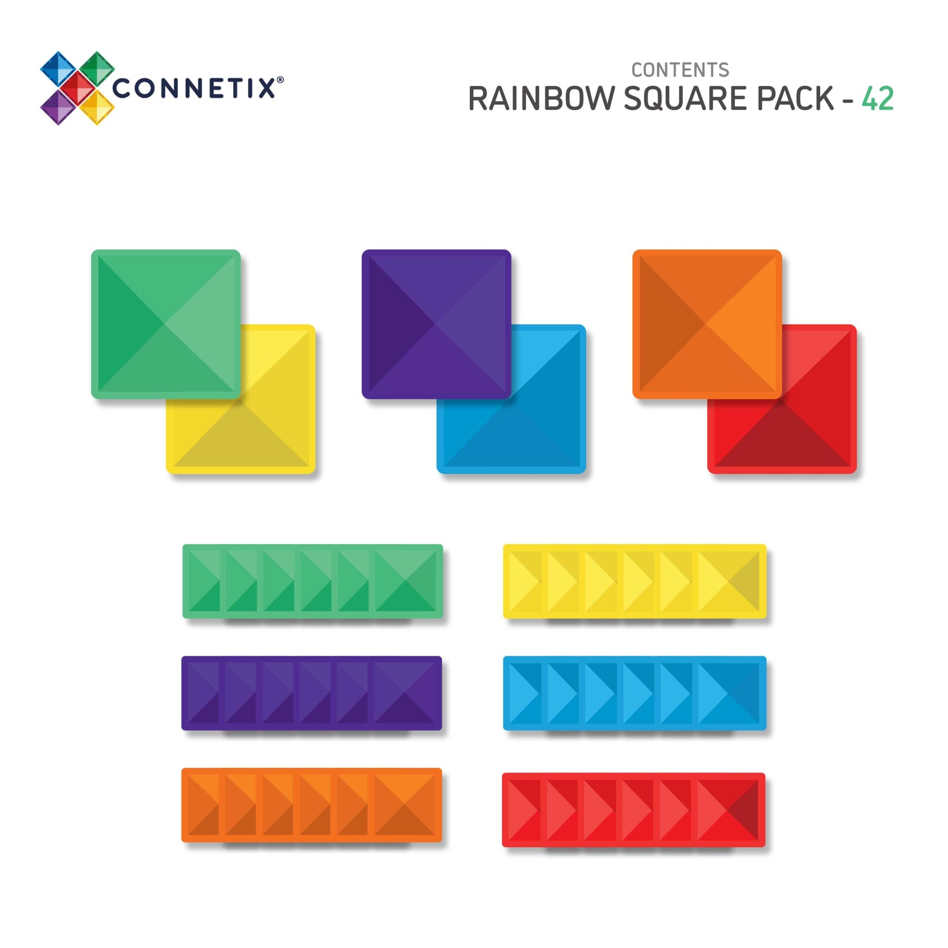 Connetix Tiles Connetix Tiles - Rainbow Square - Pack 42 pc - Pearls & Swines