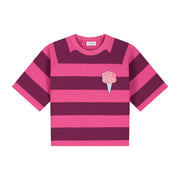 Daily Brat Daily Brat - Striped Ice Cream t-shirt Plum - Pearls & Swines