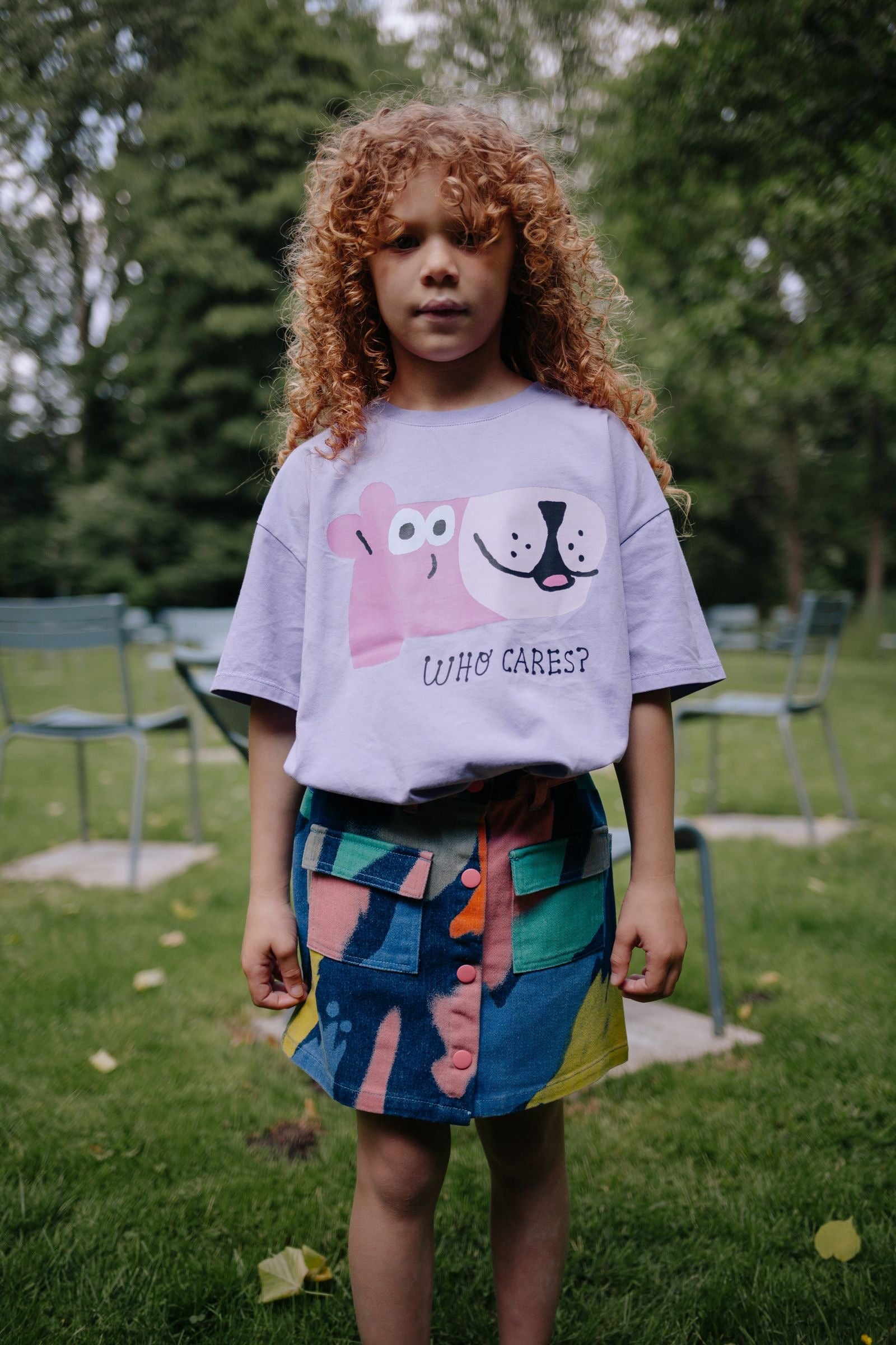 Daily Brat Daily Brat - Who Cares t-shirt Paisley Purple - Pearls & Swines