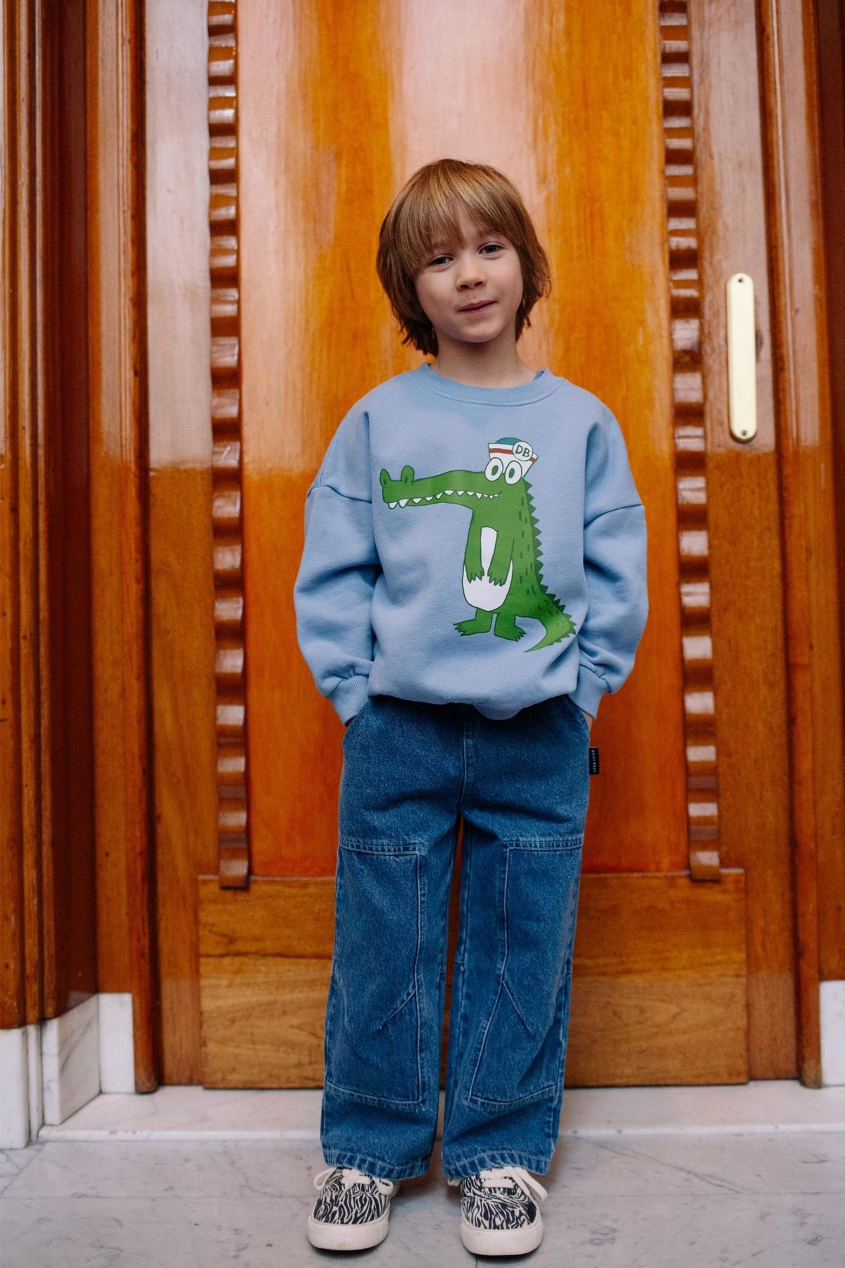 Daily Brat Daily Brat - Sweater - Loco Croco - Grey Melange - Pearls & Swines