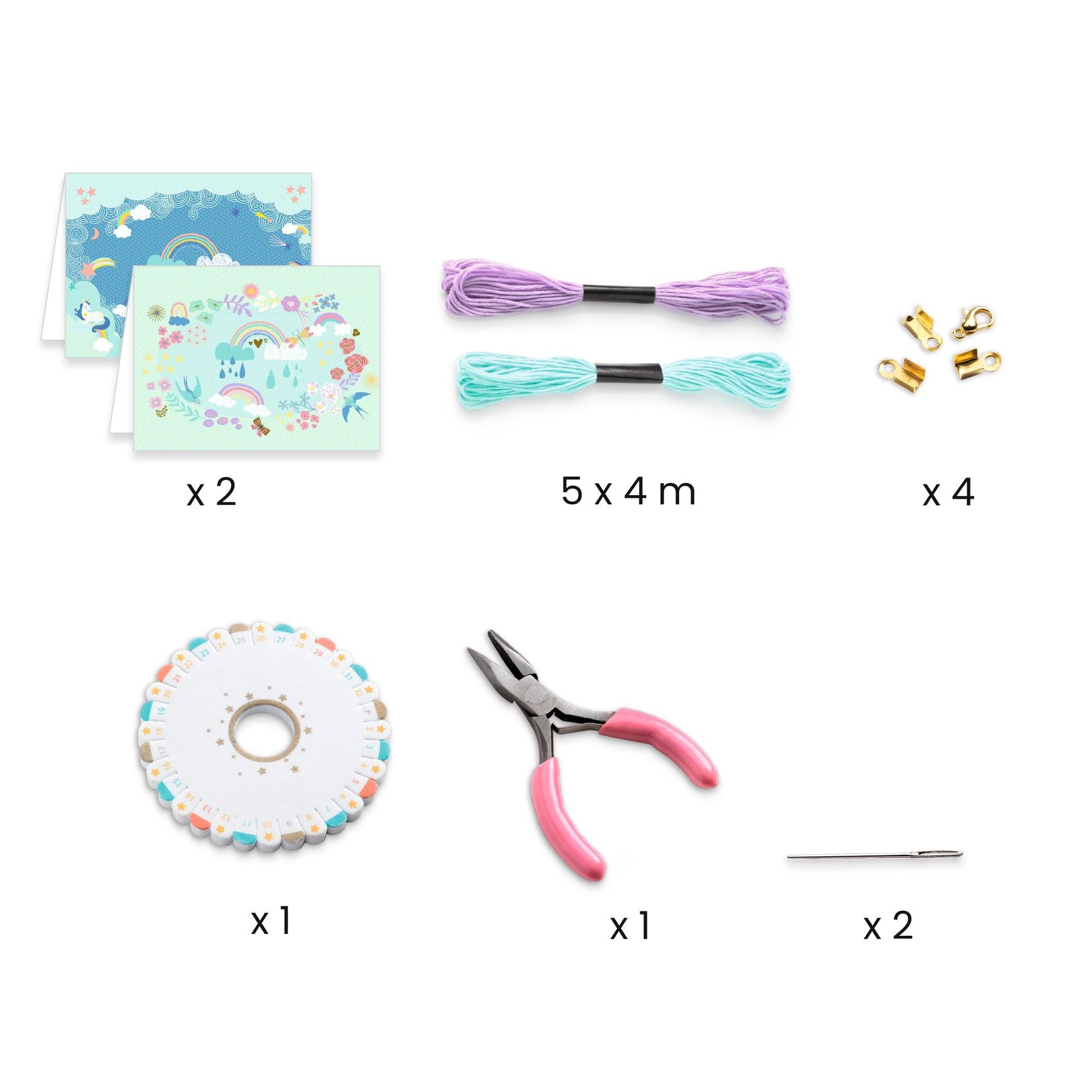 Djeco Djeco - Duo Jewels - Rainbow Kumihimo - Pearls & Swines