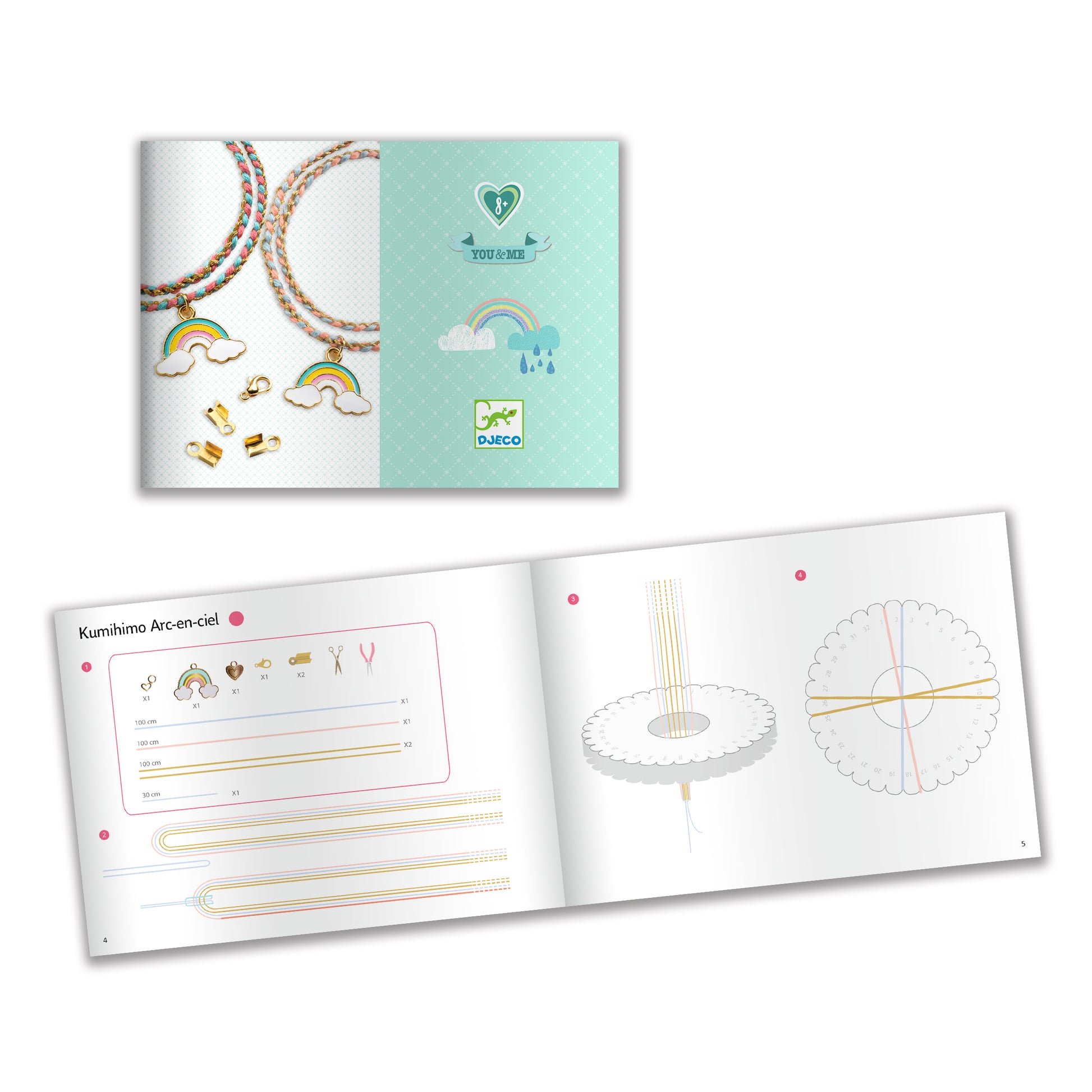 Djeco Djeco - Duo Jewels - Rainbow Kumihimo - Pearls & Swines