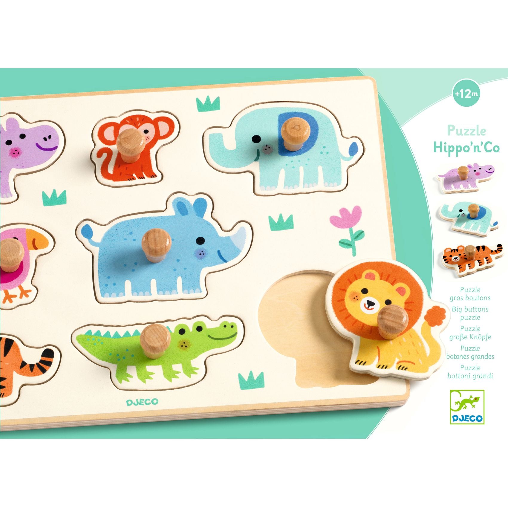 Djeco - Wooden Puzzle  - Hippo'n'co