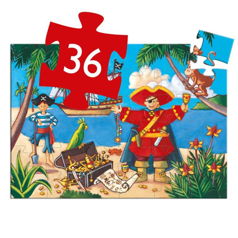 Djeco Djeco - Silhouette Puzzle - The Pirate and his Treasure - Pearls & Swines