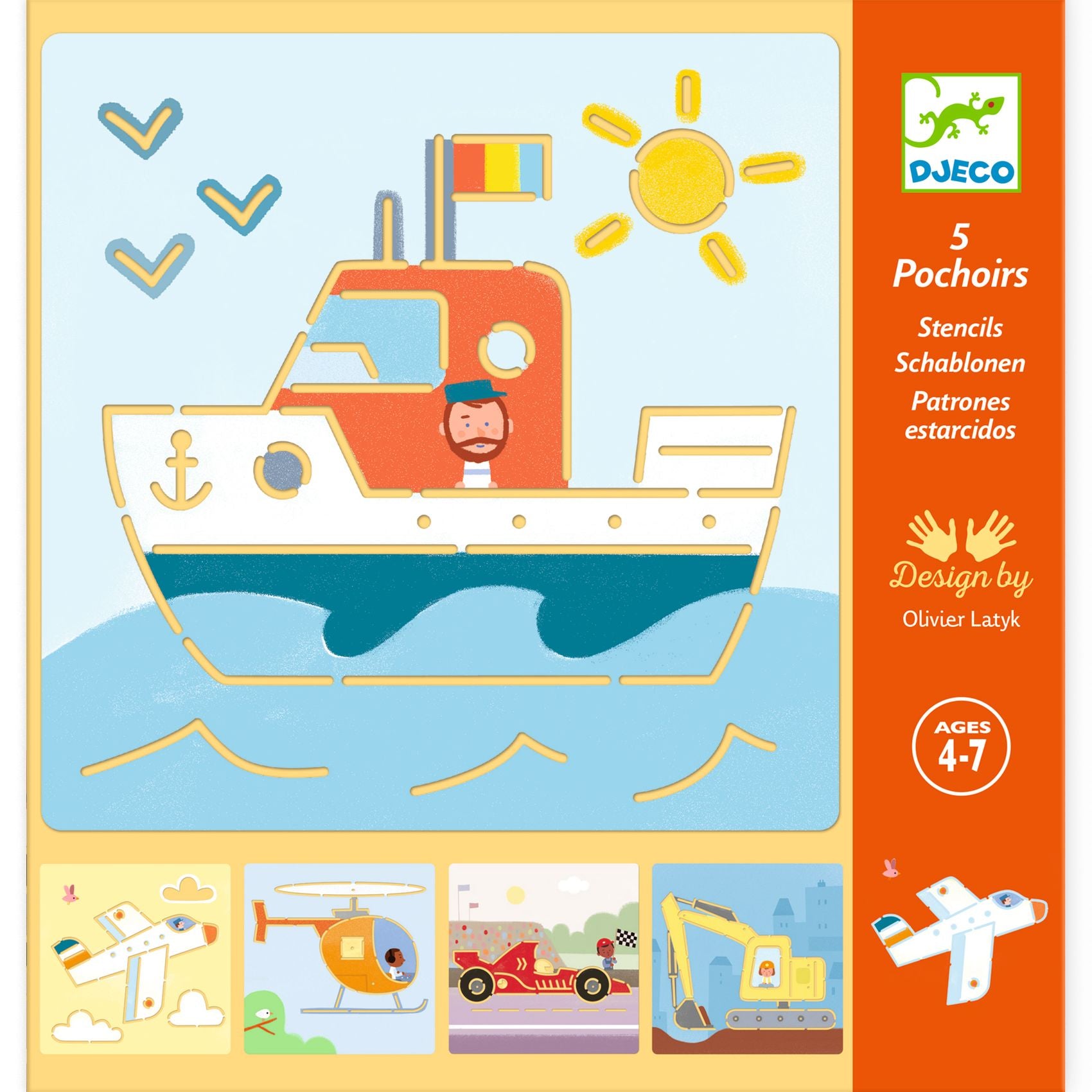 Djeco Djeco Stencils - Tranports & Co - Pearls & Swines