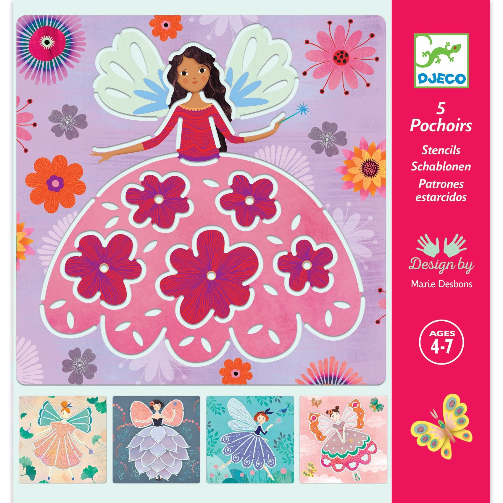 Djeco Djeco - Stencils - Fairies - Pearls & Swines