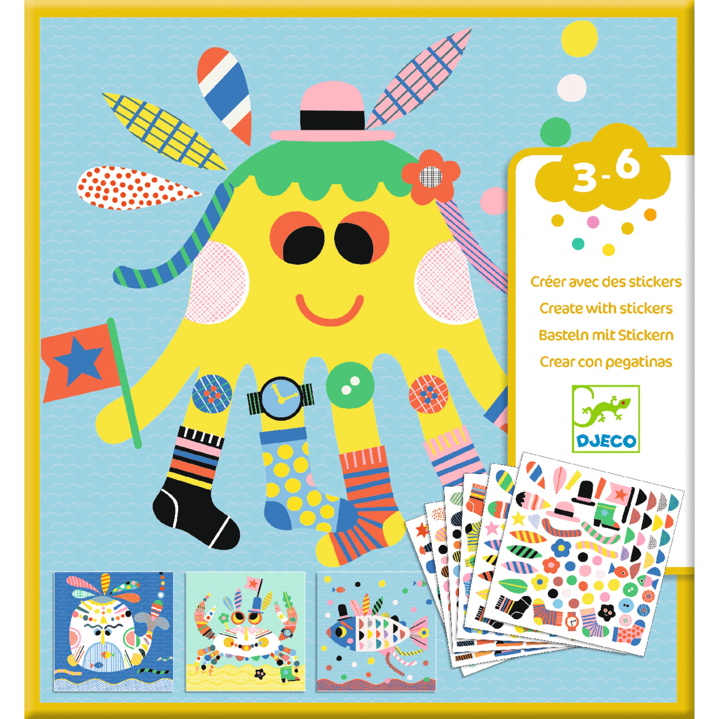 Djeco Djeco Create with Stickers - Sea Creatures - Pearls & Swines