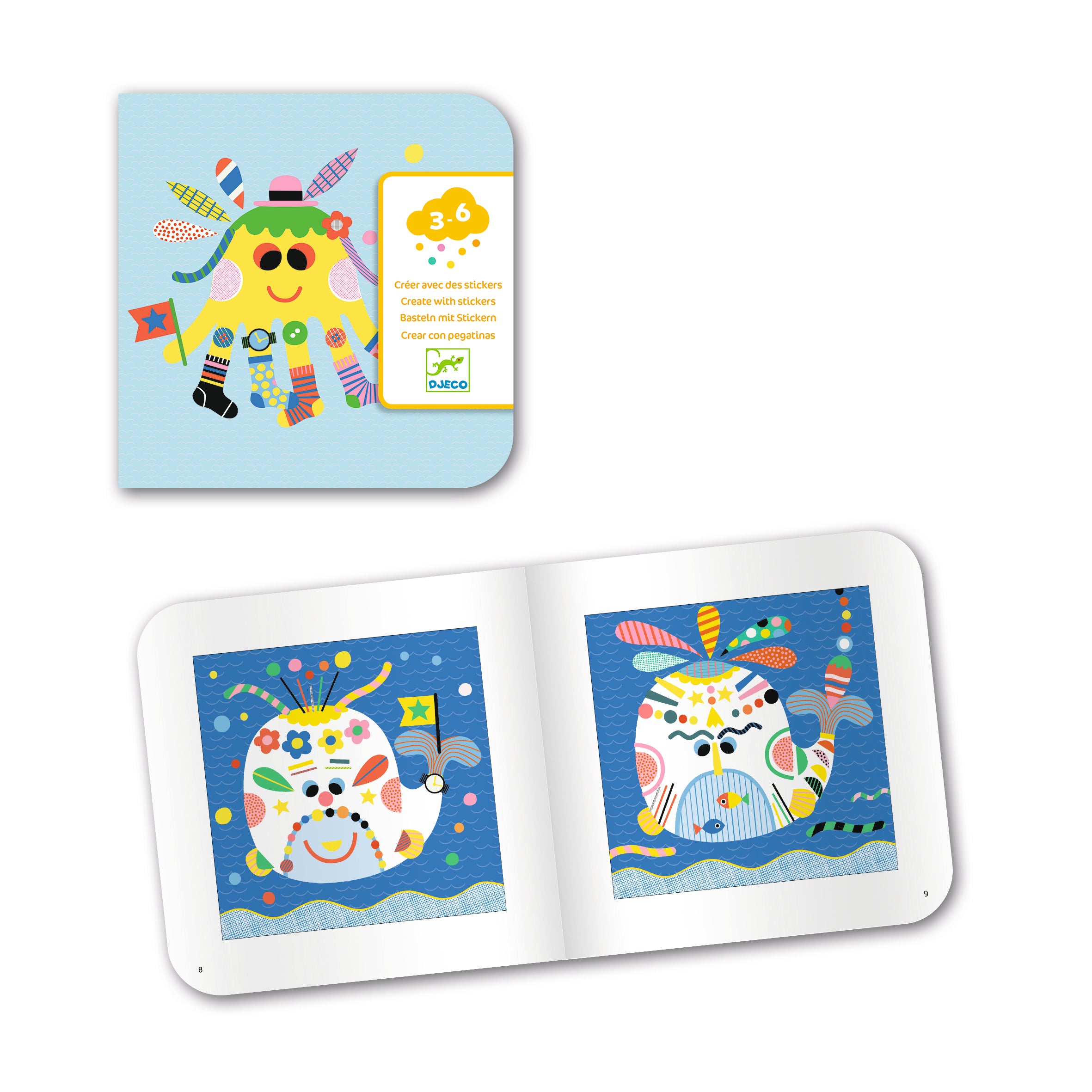 Djeco Djeco Create with Stickers - Sea Creatures - Pearls & Swines