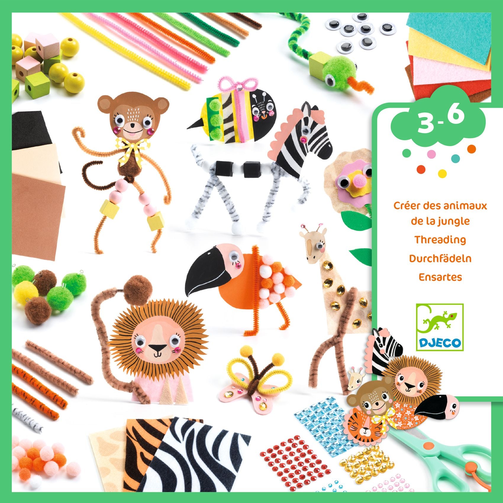 Djeco Djeco Jungle Animal Creation Box - Pearls & Swines