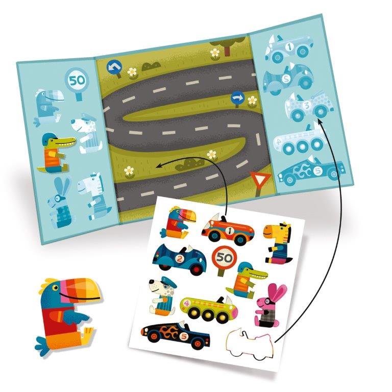 Djeco Djeco - Create with Stickers - Cars - Pearls & Swines