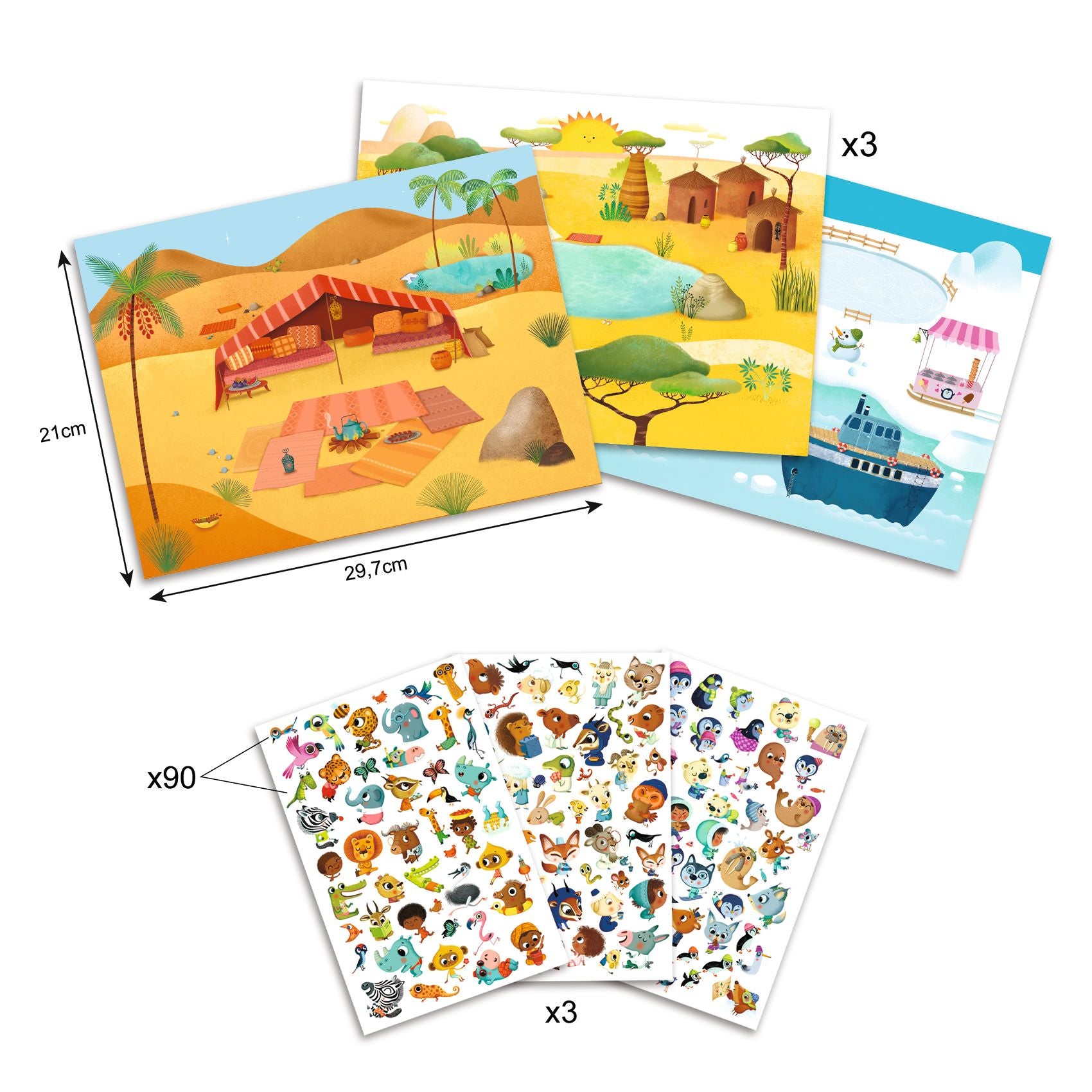 Djeco Djeco Decalos - Savannah, Desert and North Pole - Pearls & Swines