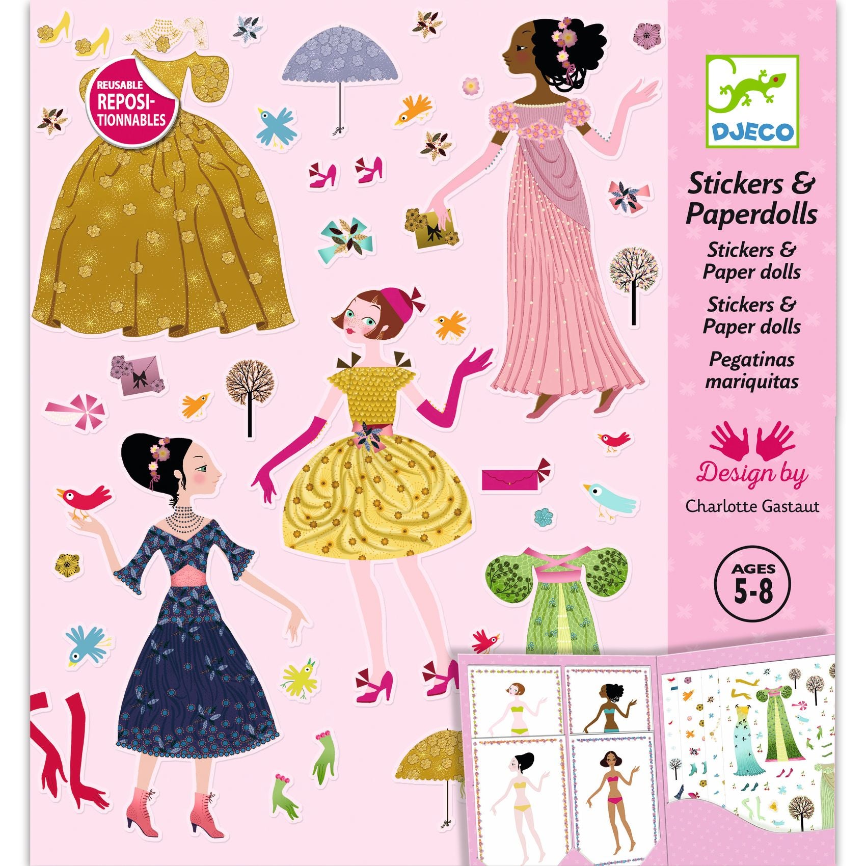 Djeco Djeco - Stickers and Paper Dolls - Dresses Through the Seasons - Pearls & Swines