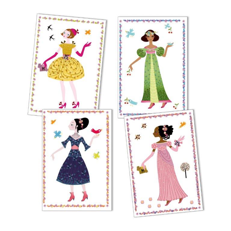 Djeco Djeco Stickers and Paper Dolls - Dresses Through the Seasons - Pearls & Swines