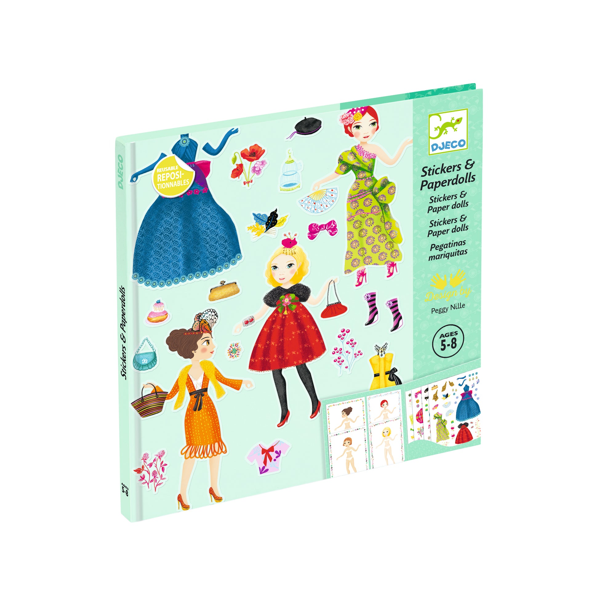 Djeco Djeco - Stickers and Paper Dolls - Massive Fashion - Pearls & Swines