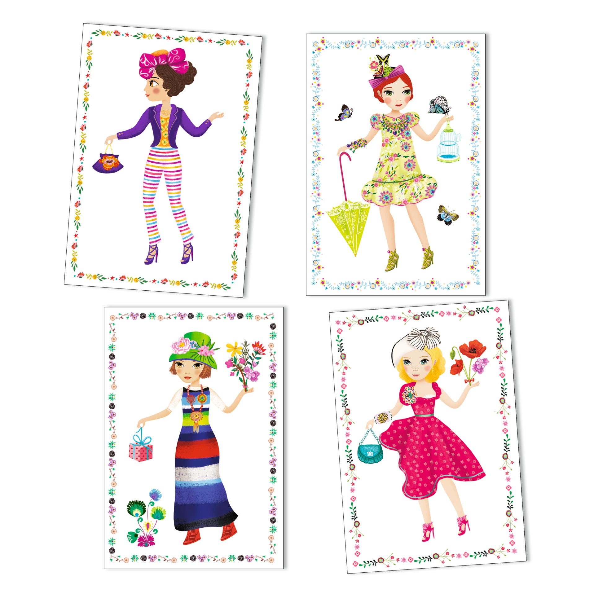 Djeco Djeco - Stickers and Paper Dolls - Massive Fashion - Pearls & Swines