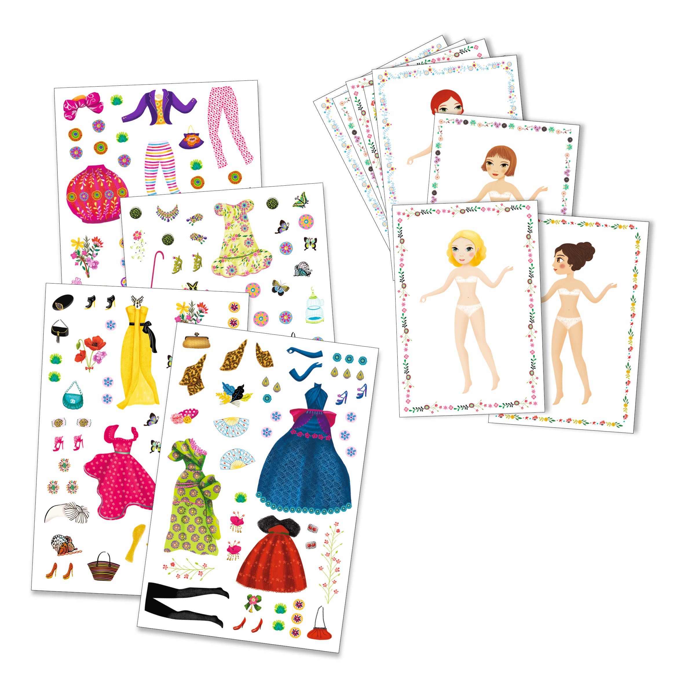 Djeco Djeco - Stickers and Paper Dolls - Massive Fashion - Pearls & Swines