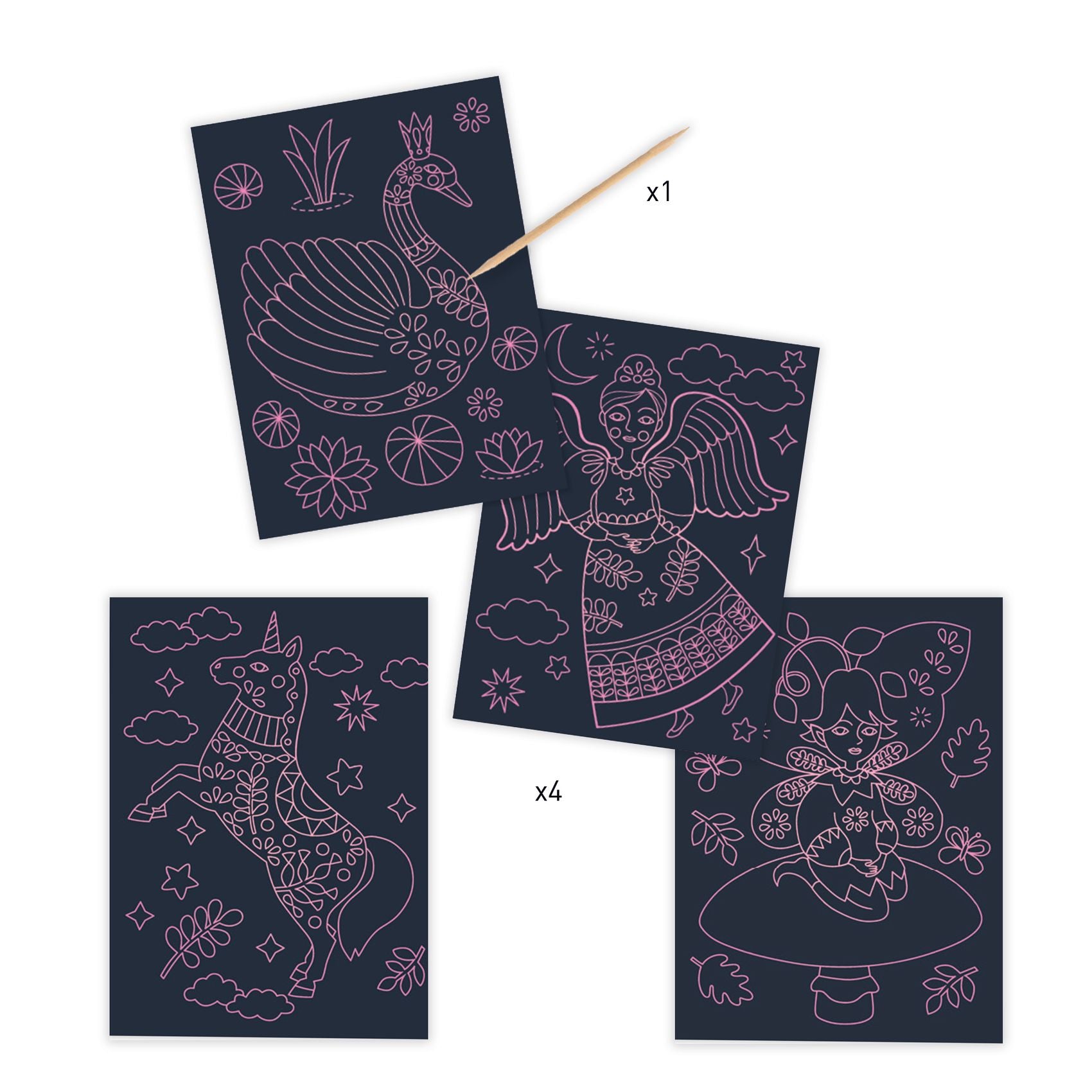 Djeco Djeco Glow in the Dark Scratch Cards - Wonderful World - Pearls & Swines