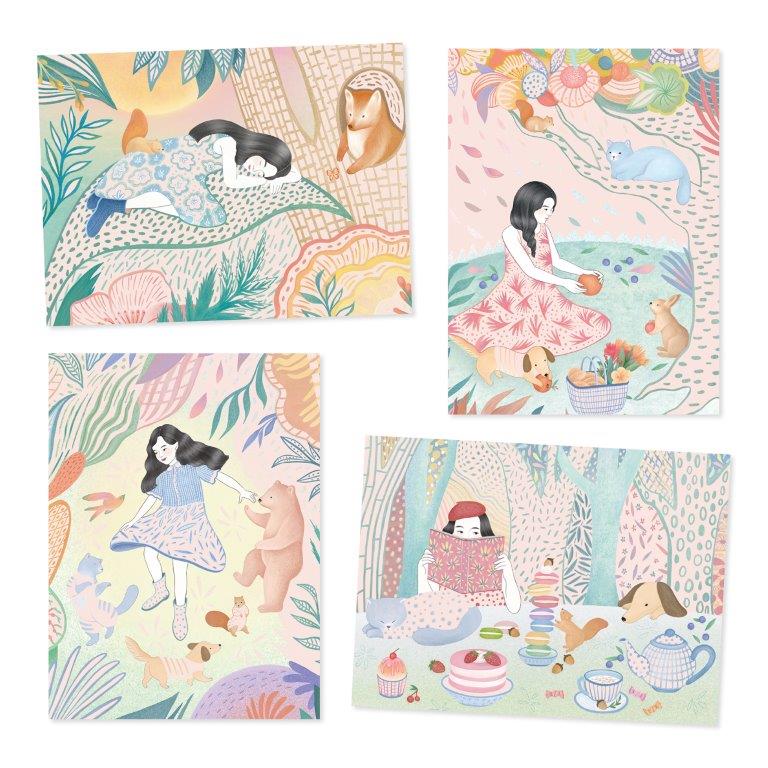 Djeco Djeco Pastel Scratch Cards - The Picnic - Pearls & Swines