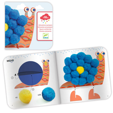 Djeco Djeco - Silhouettes and Pompons - Fluffy Animals - Pearls & Swines