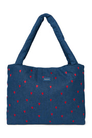 Studio Noos - Denim Mom bag - Dark Blue Red Hearts