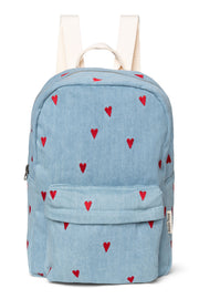 Pearls & Swines Studio Noos - Midi Backpack with Front Pocket - Denim Hearts - Pearls & Swines