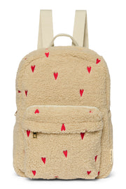 Pearls & Swines Studio Noos - Teddy Midi Backpack with Front Pocket - Ecru Hearts - Pearls & Swines