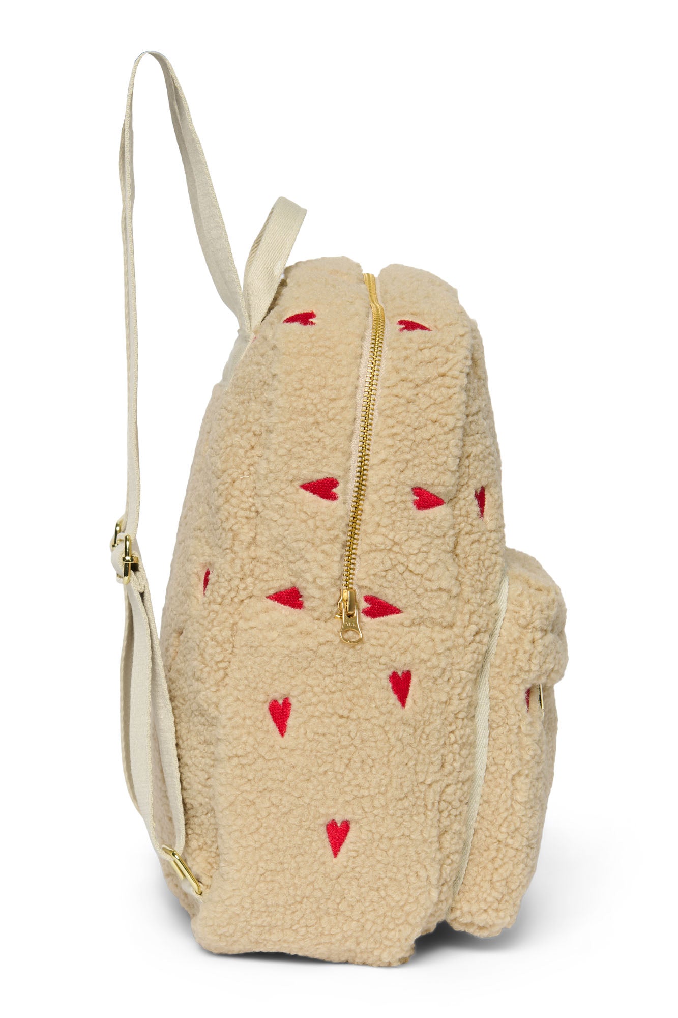 Pearls & Swines Studio Noos - Teddy Midi Backpack with Front Pocket - Ecru Hearts - Pearls & Swines