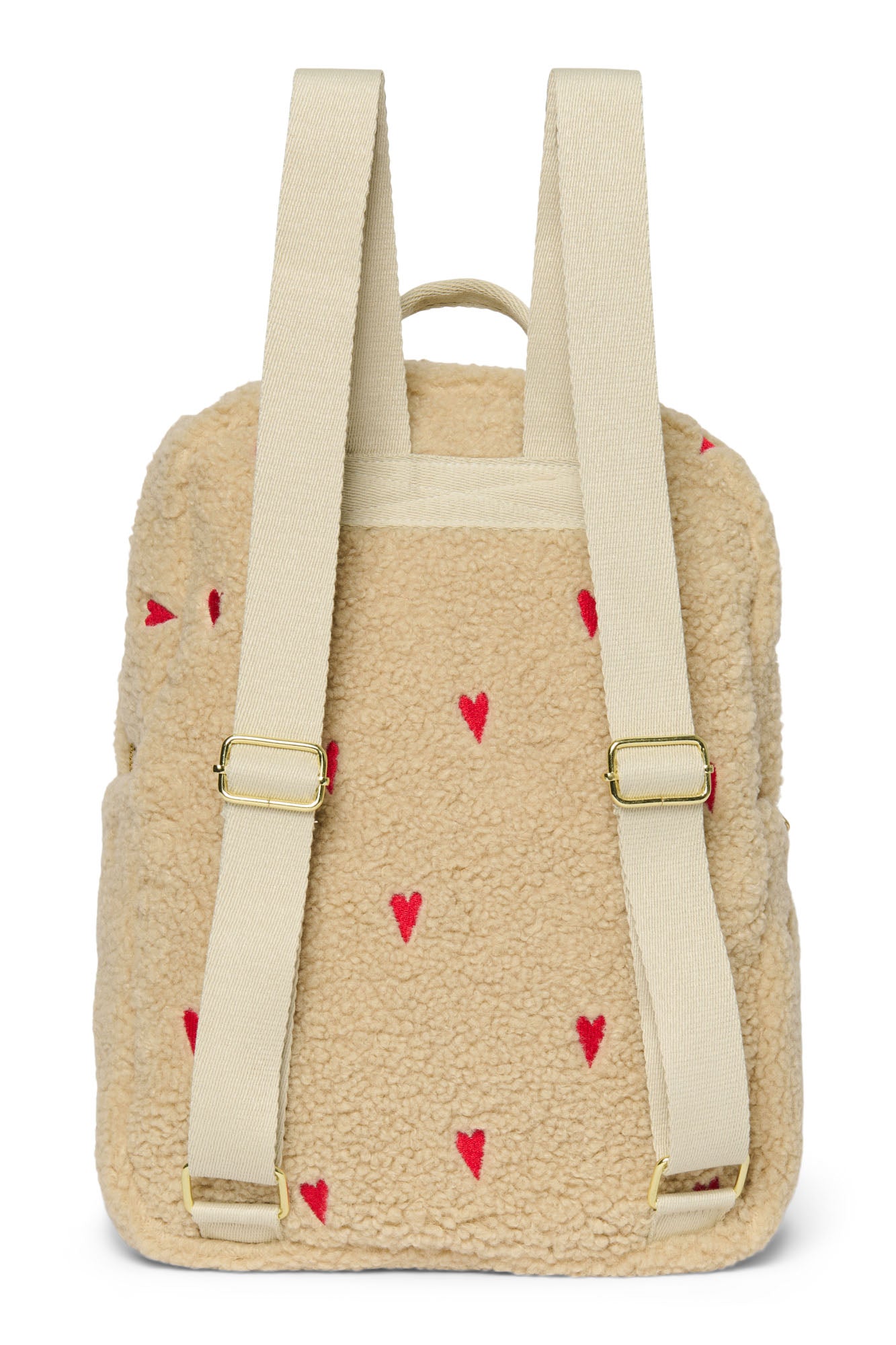 Pearls & Swines Studio Noos - Teddy Midi Backpack with Front Pocket - Ecru Hearts - Pearls & Swines