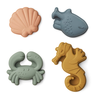 Liewood Liewood Gill Sand Moulds 4-Pack -  Sea Creature/Sandy - Pearls & Swines