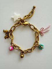 Bymelo Bymelo - Bracelet - Charms white star - Pearls & Swines