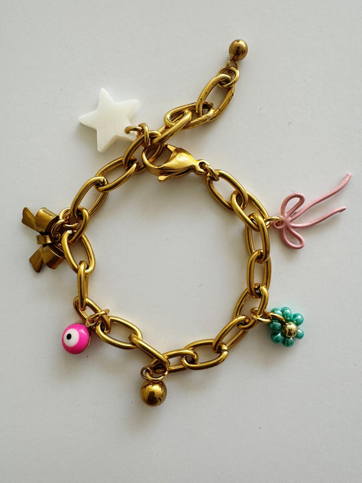 Bymelo Bymelo - Bracelet - Charms white star - Pearls & Swines