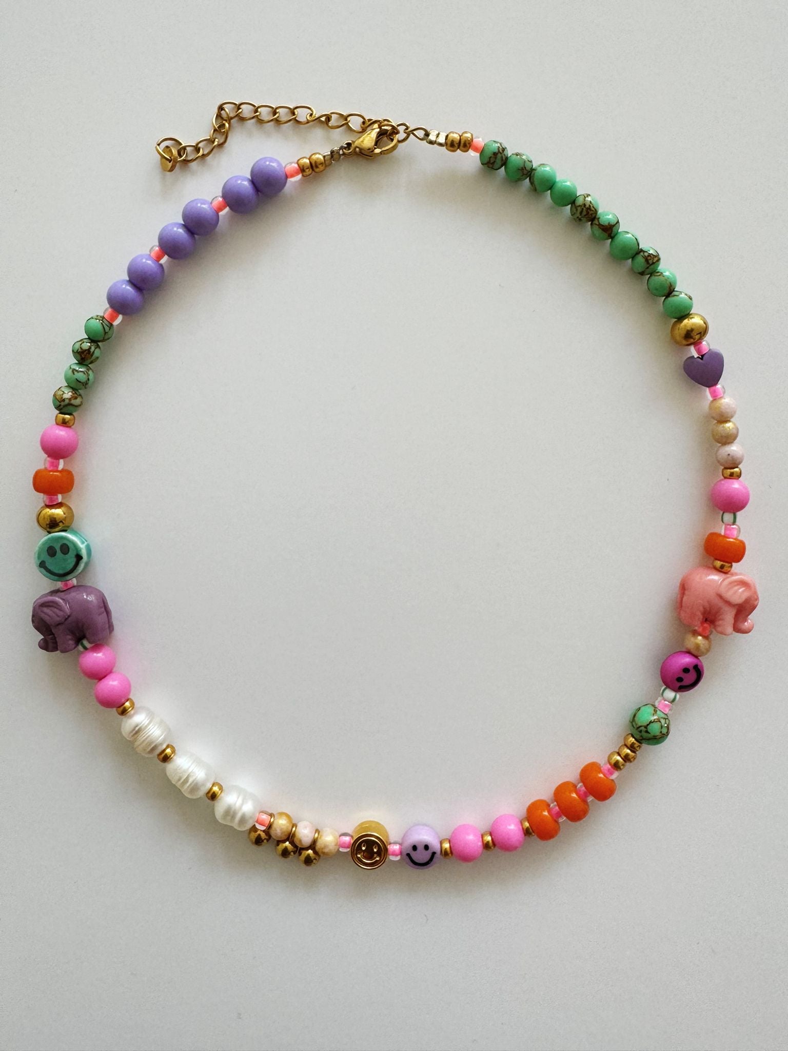 Bymelo Bymelo Necklace - Elephant and Smiley - Pearls & Swines