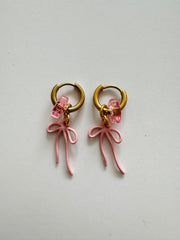 Bymelo Bymelo - Earrings - Pink Bow - Pearls & Swines
