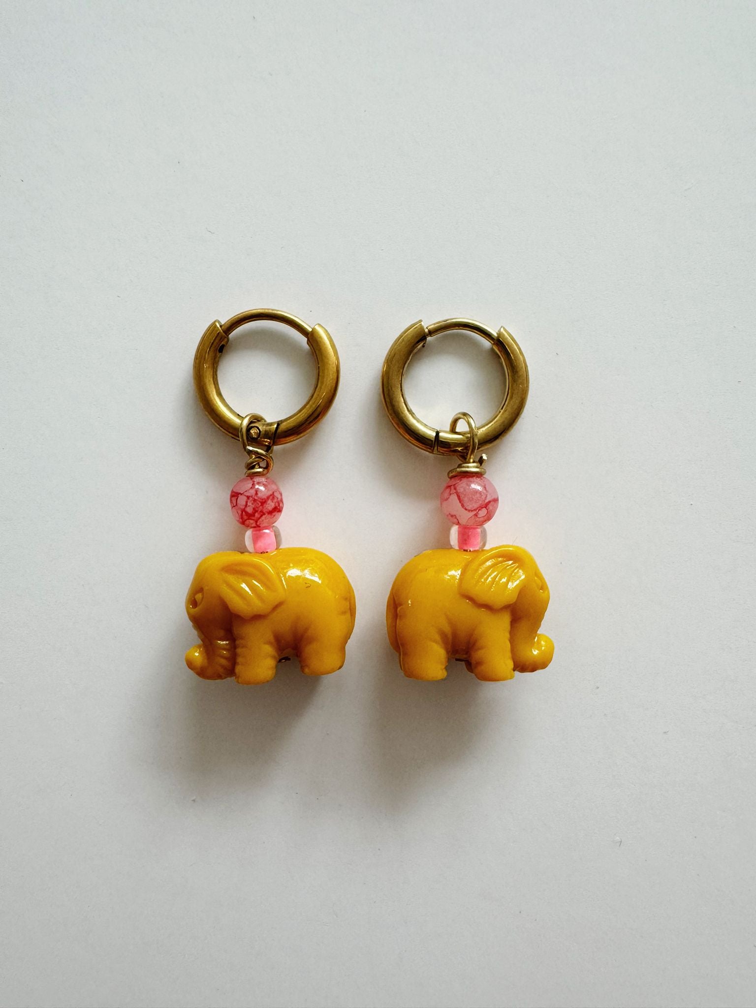Bymelo Bymelo - Earrings - Yellow Elephant - Pearls & Swines