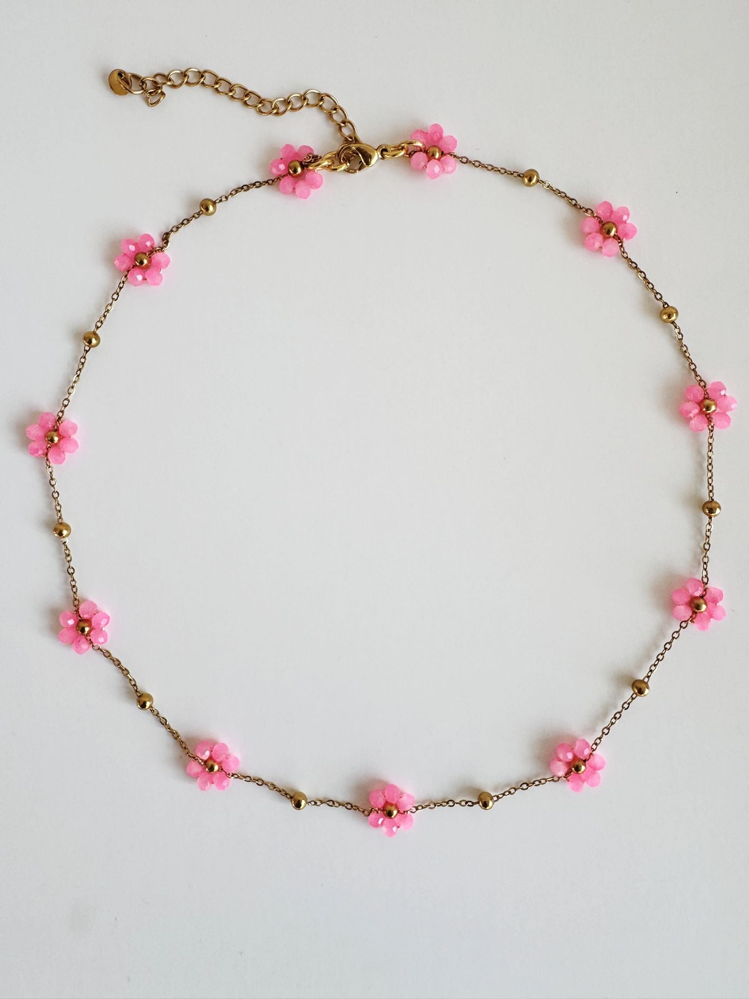 Bymelo Bymelo - Necklace - Pink Flower - Pearls & Swines