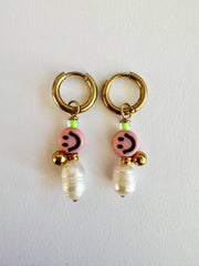 Bymelo Bymelo - Earrings - Smiley/Pearl - Pearls & Swines