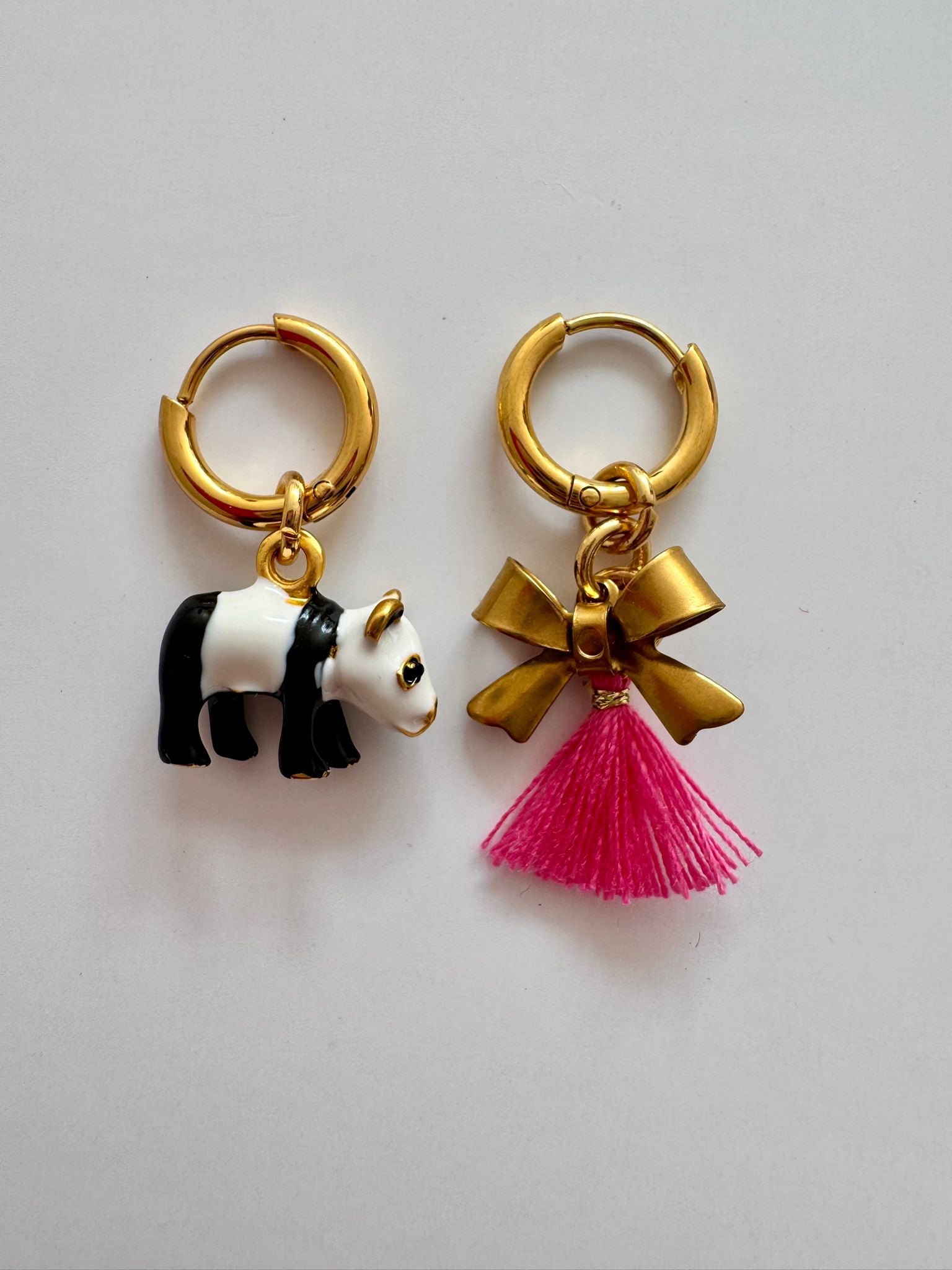 Bymelo Bymelo - Earrings - Panda and Bow - Pearls & Swines
