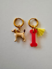 Bymelo Bymelo - Earrings - Dog/bone - Pearls & Swines