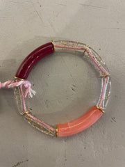 Bymelo Bymelo - Bracelet - Glitter Tube Rose/Bordeaux - Pearls & Swines