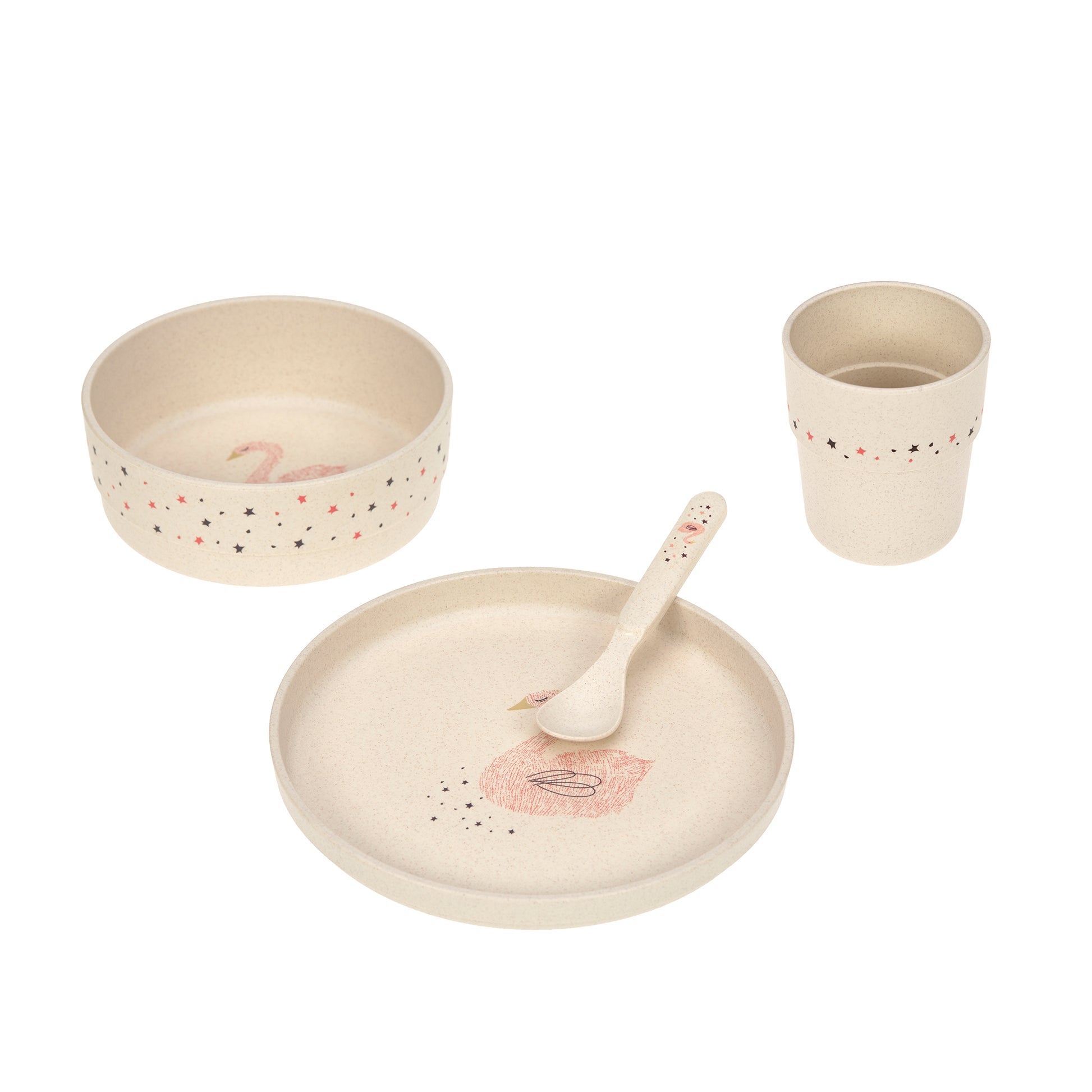 Lässig Lässig - Dish Set PP/Cellulose 4 pcs - Little Water Swan - Pearls & Swines