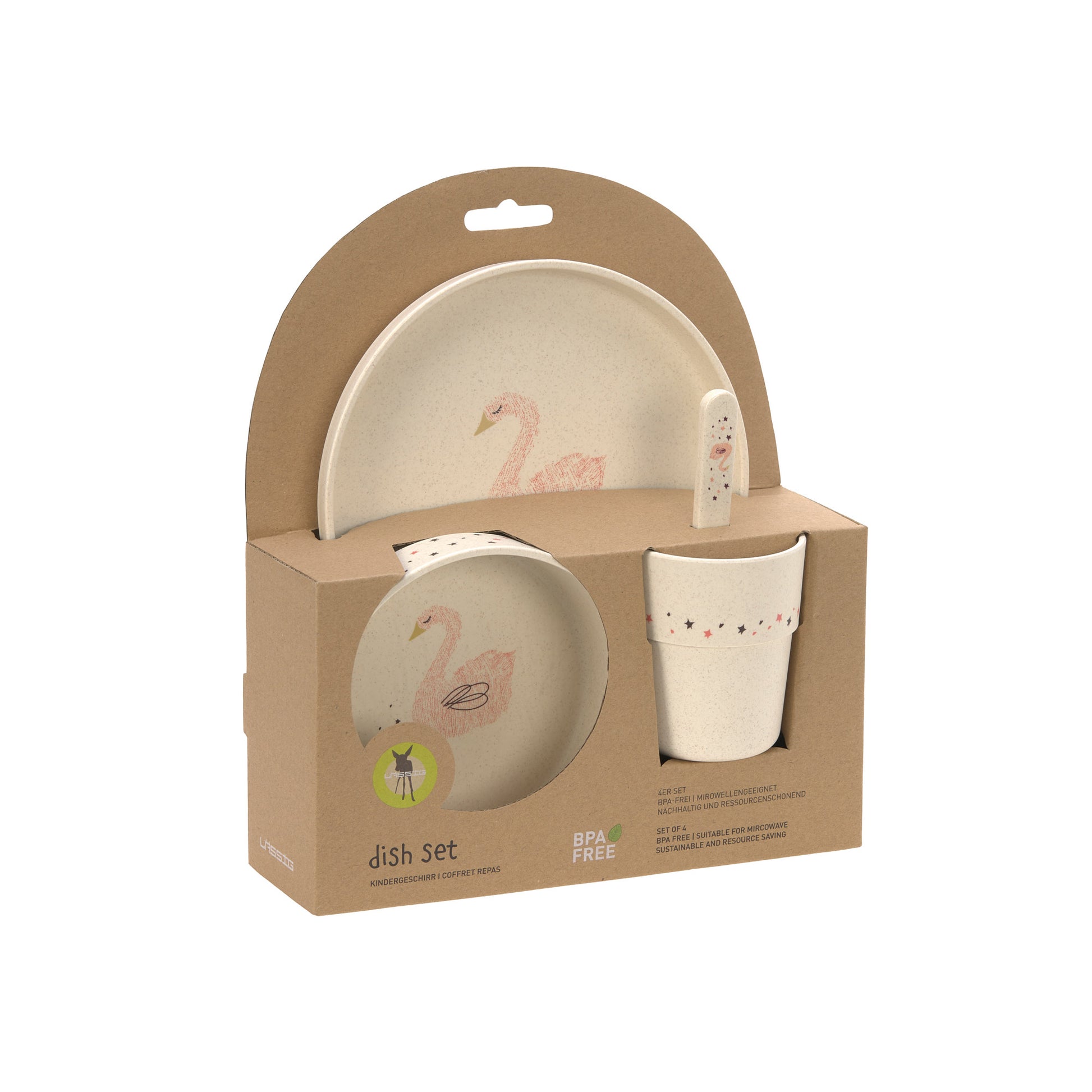 Lässig Lässig - Dish Set PP/Cellulose 4 pcs - Little Water Swan - Pearls & Swines