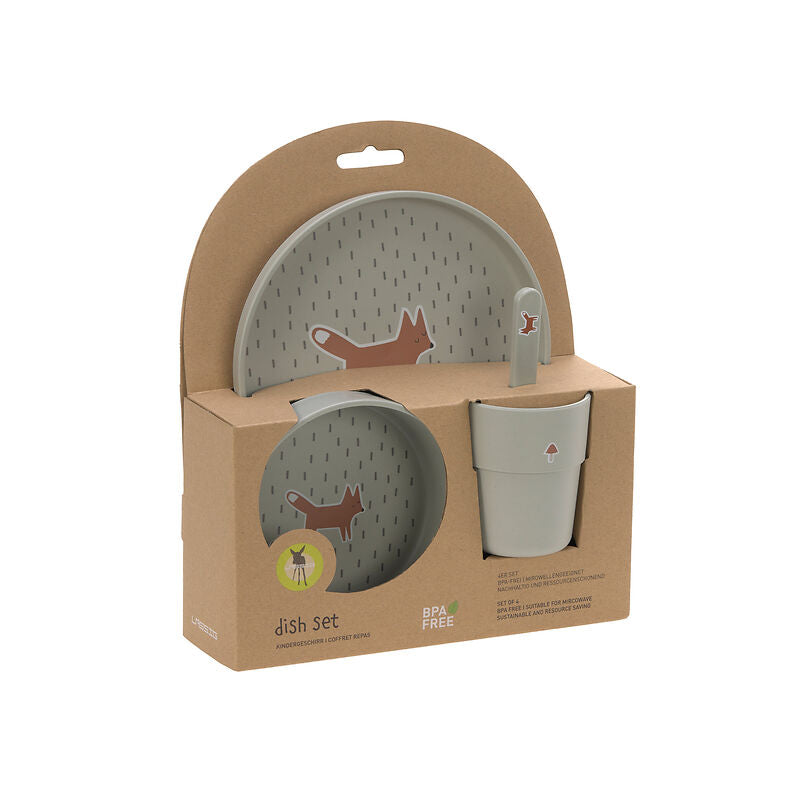 Lässig Lässig - Dish Set PP/Cellulose 4 pcs - Little Forest Fox - Pearls & Swines