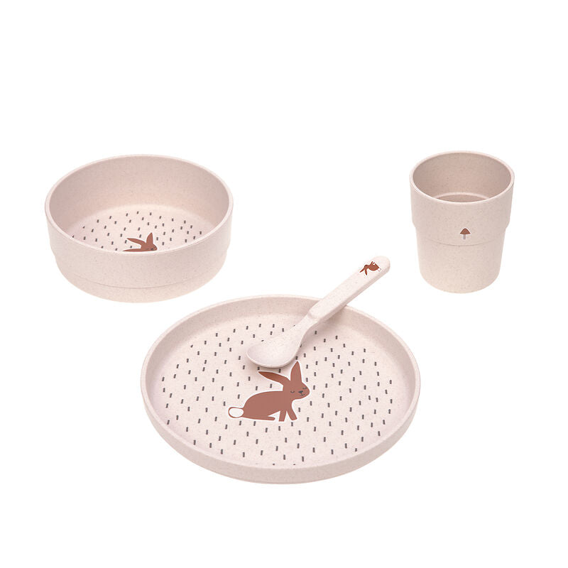 Lässig Lässig - Dish Set PP/Cellulose 4 pcs - Little Forest Rabbit - Pearls & Swines