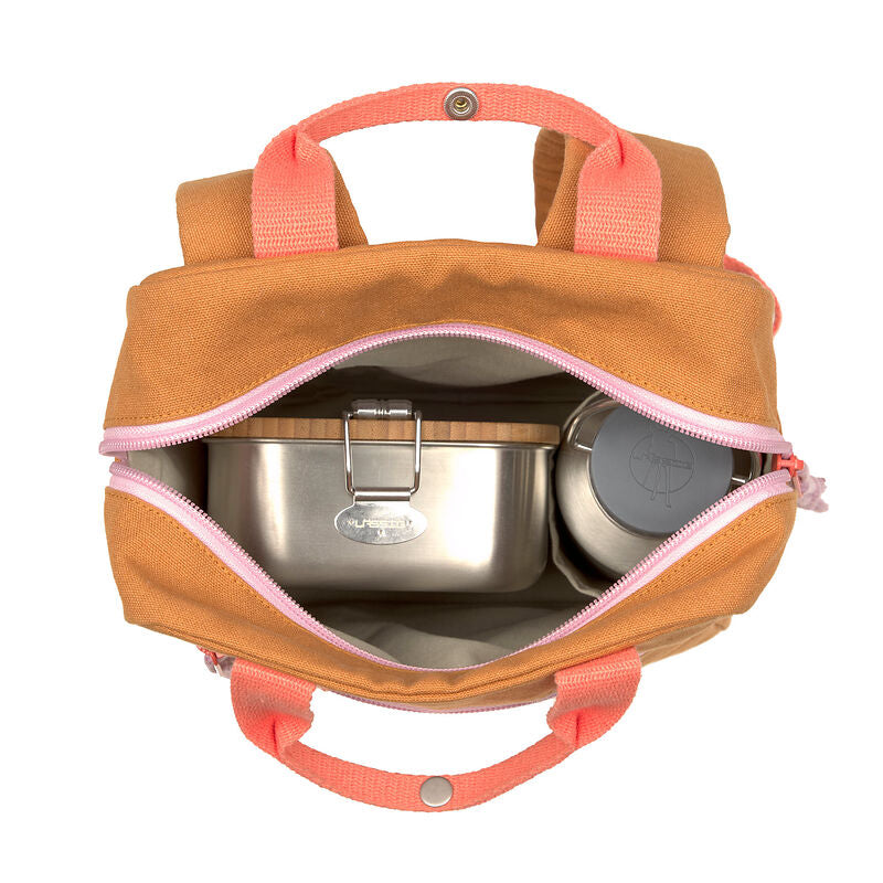 Lässig Lässig Little One & Me Square Backpack - Small Caramel - Pearls & Swines