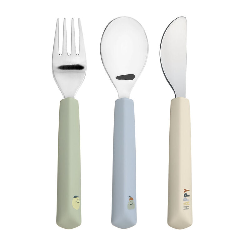 Lässig Lässig - Cutlery cillicone handle 3 pcs - Happy Fruits Lemon - Pearls & Swines