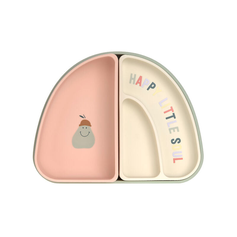 Lässig Lässig - Silicon Section Dish Set 3 pcs - Happy Fruits Cherry - Pearls & Swines