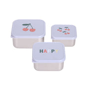 Lässig Lässig - Snackbox Stainless Steel 3 pcs - Happy Fruits Cherry - Pearls & Swines