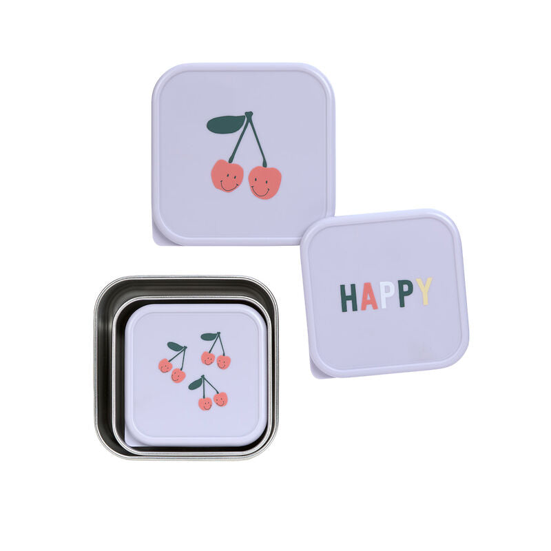 Lässig Lässig - Snackbox Stainless Steel 3 pcs - Happy Fruits Cherry - Pearls & Swines